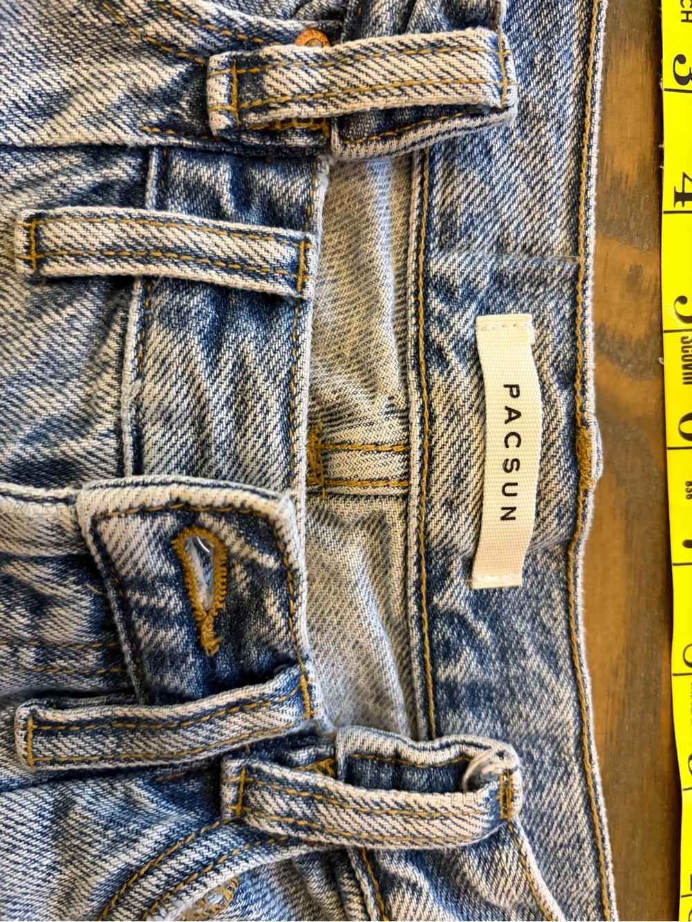 PacSun High Waisted Straight Leg Jeans Raw Hem Light Wash Size 25 - Picture 6 of 8